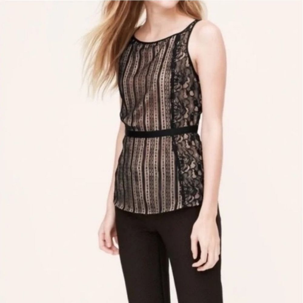 LOFT Lace Peplum Sleeveless top Rate size 10 Tall